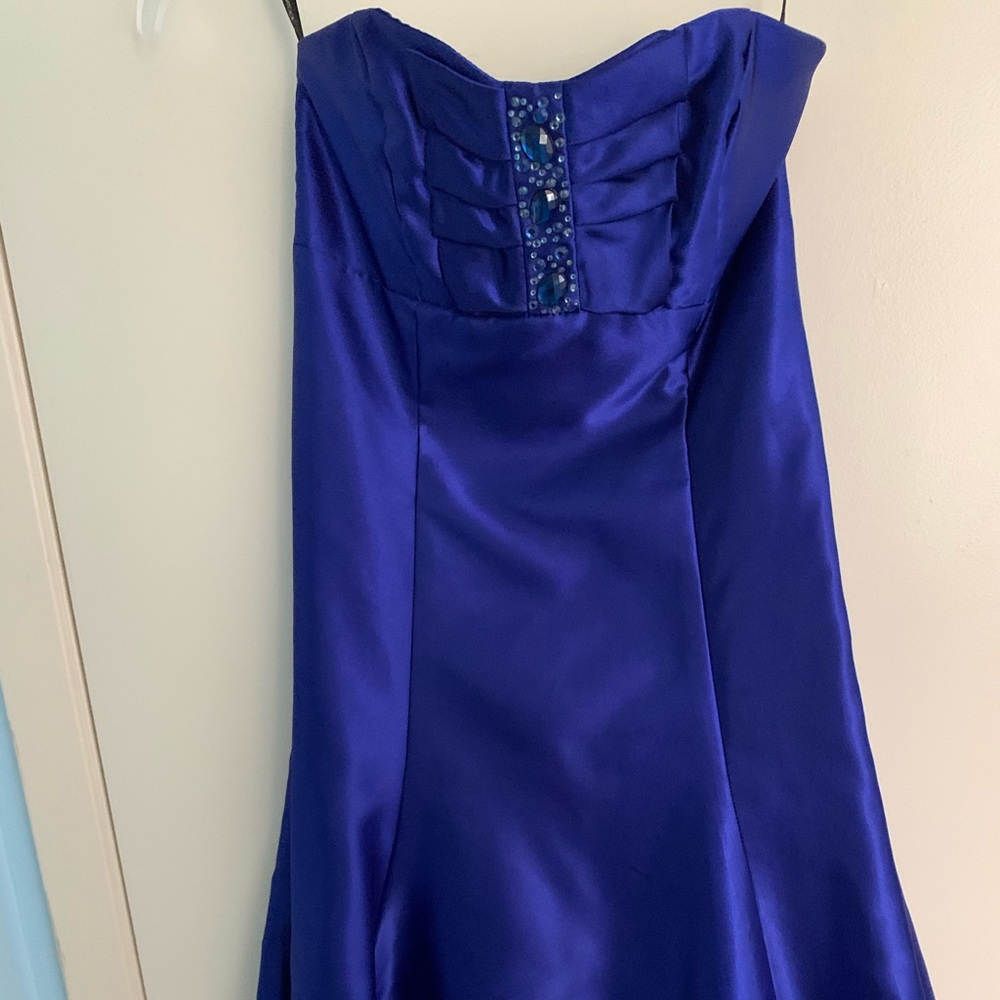 Amazing Royal Blue Satin Dress